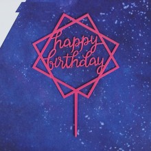 Топпер  "Happy Birthday", квадрат цвет розовый